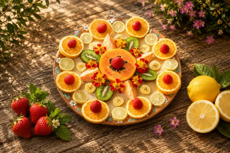 Kunstvoll angerichtete Früchte für ein ganzheitliches Heilfasten und Detox Retreat auf La Palma.